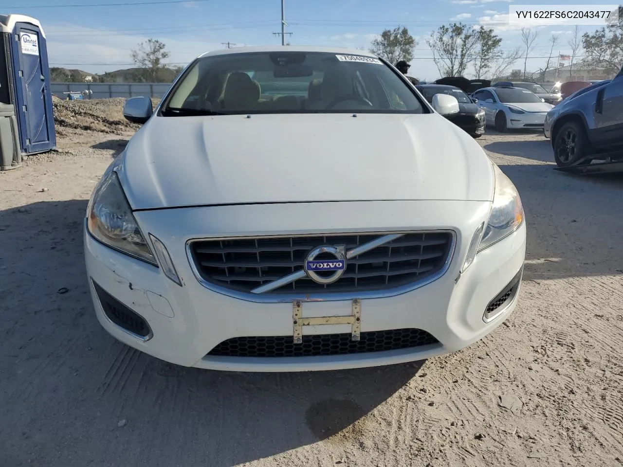 2012 Volvo S60 T5 VIN: YV1622FS6C2043477 Lot: 75048934