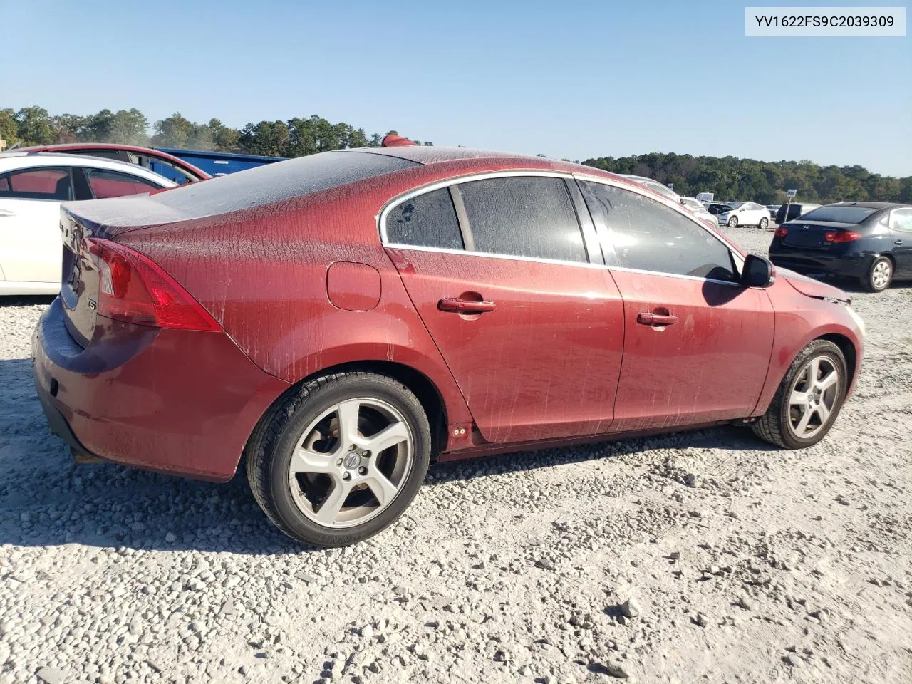 2012 Volvo S60 T5 VIN: YV1622FS9C2039309 Lot: 77142634