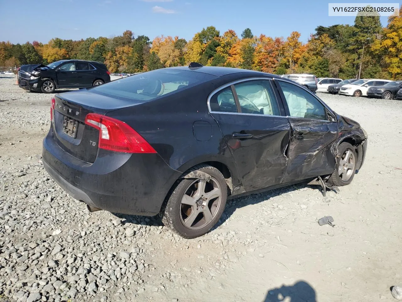 2012 Volvo S60 T5 VIN: YV1622FSXC2108265 Lot: 77538534