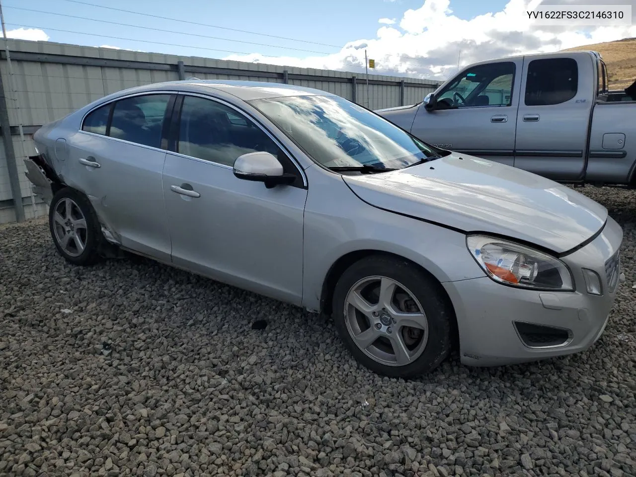 2012 Volvo S60 T5 VIN: YV1622FS3C2146310 Lot: 78445434