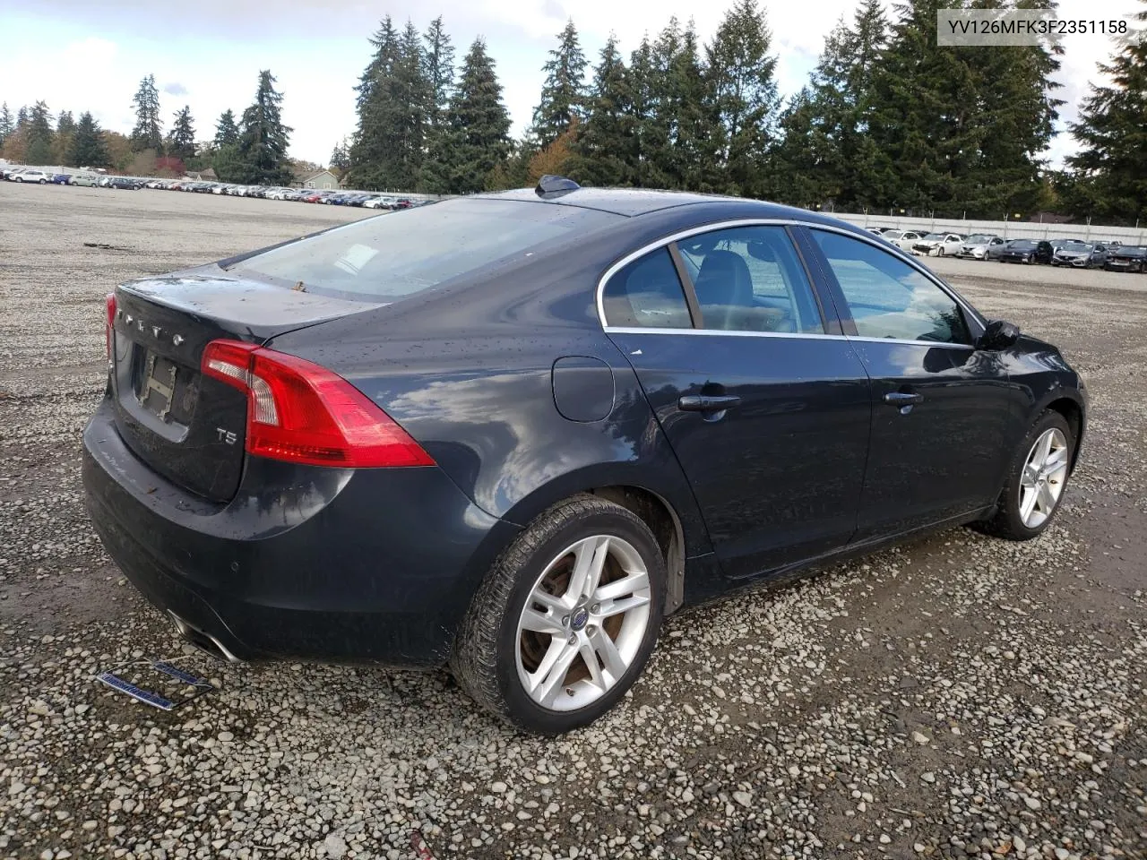 2015 Volvo S60 Premier VIN: YV126MFK3F2351158 Lot: 78523754