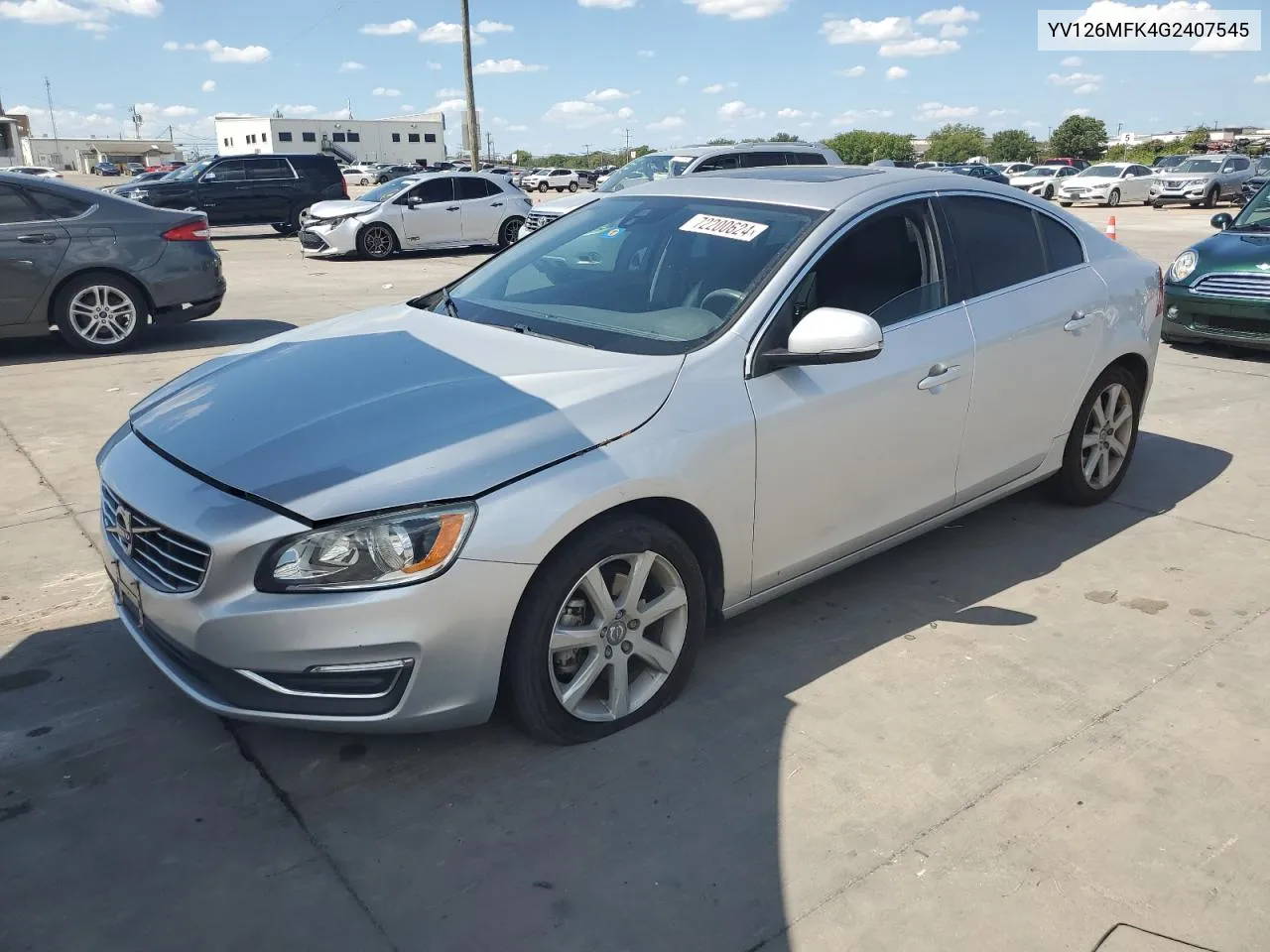 2016 Volvo S60 Premier VIN: YV126MFK4G2407545 Lot: 72200624