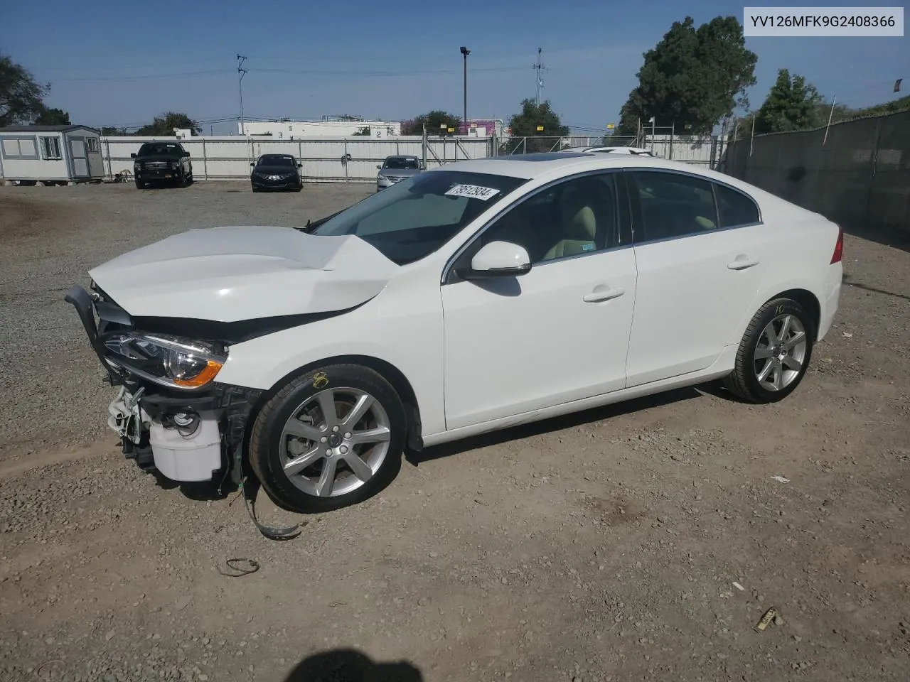 2016 Volvo S60 Premier VIN: YV126MFK9G2408366 Lot: 79512934