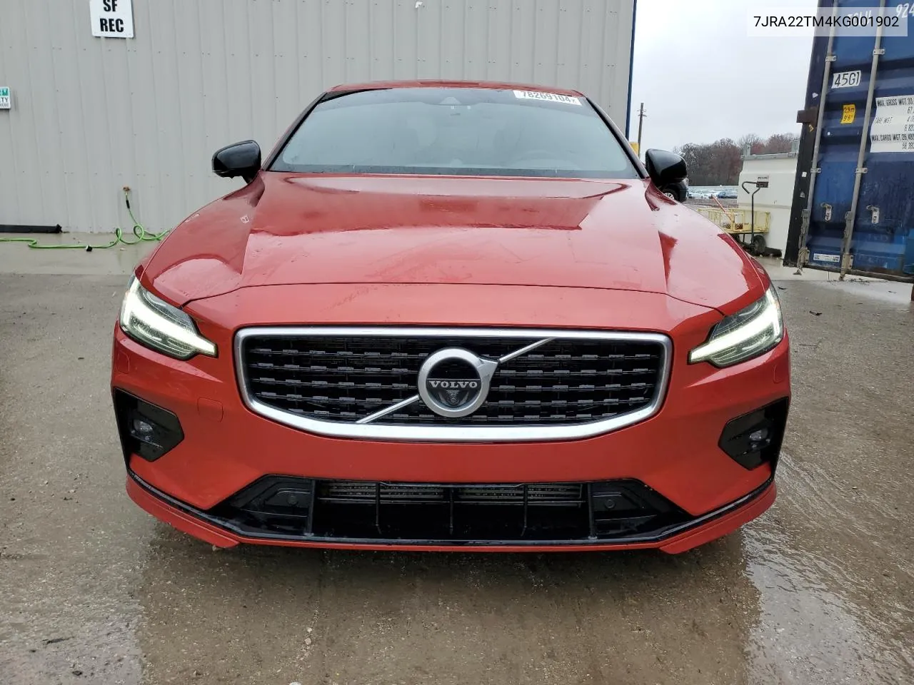 2019 Volvo S60 T6 R-Design VIN: 7JRA22TM4KG001902 Lot: 78269104