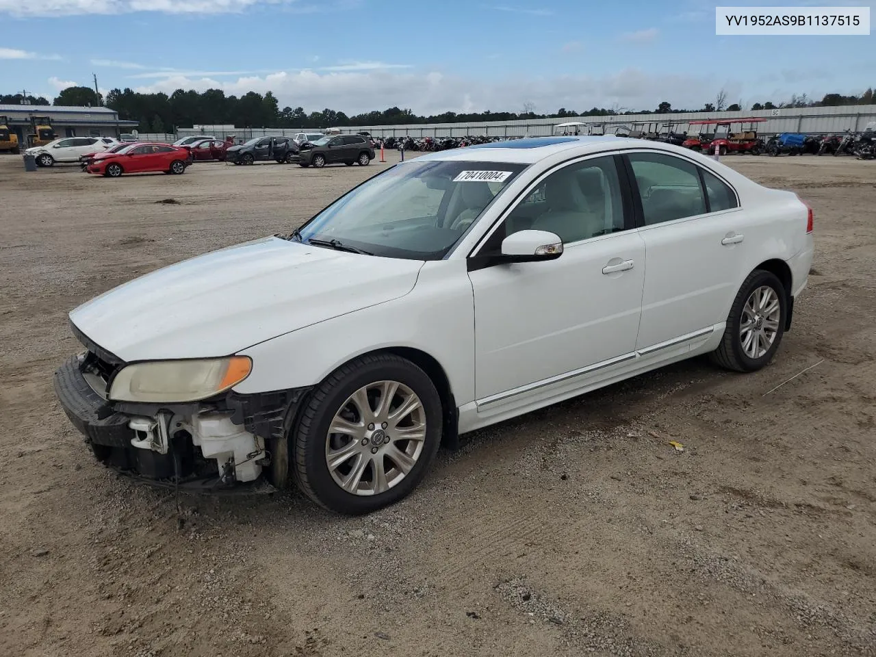 2011 Volvo S80 3.2 VIN: YV1952AS9B1137515 Lot: 70410004