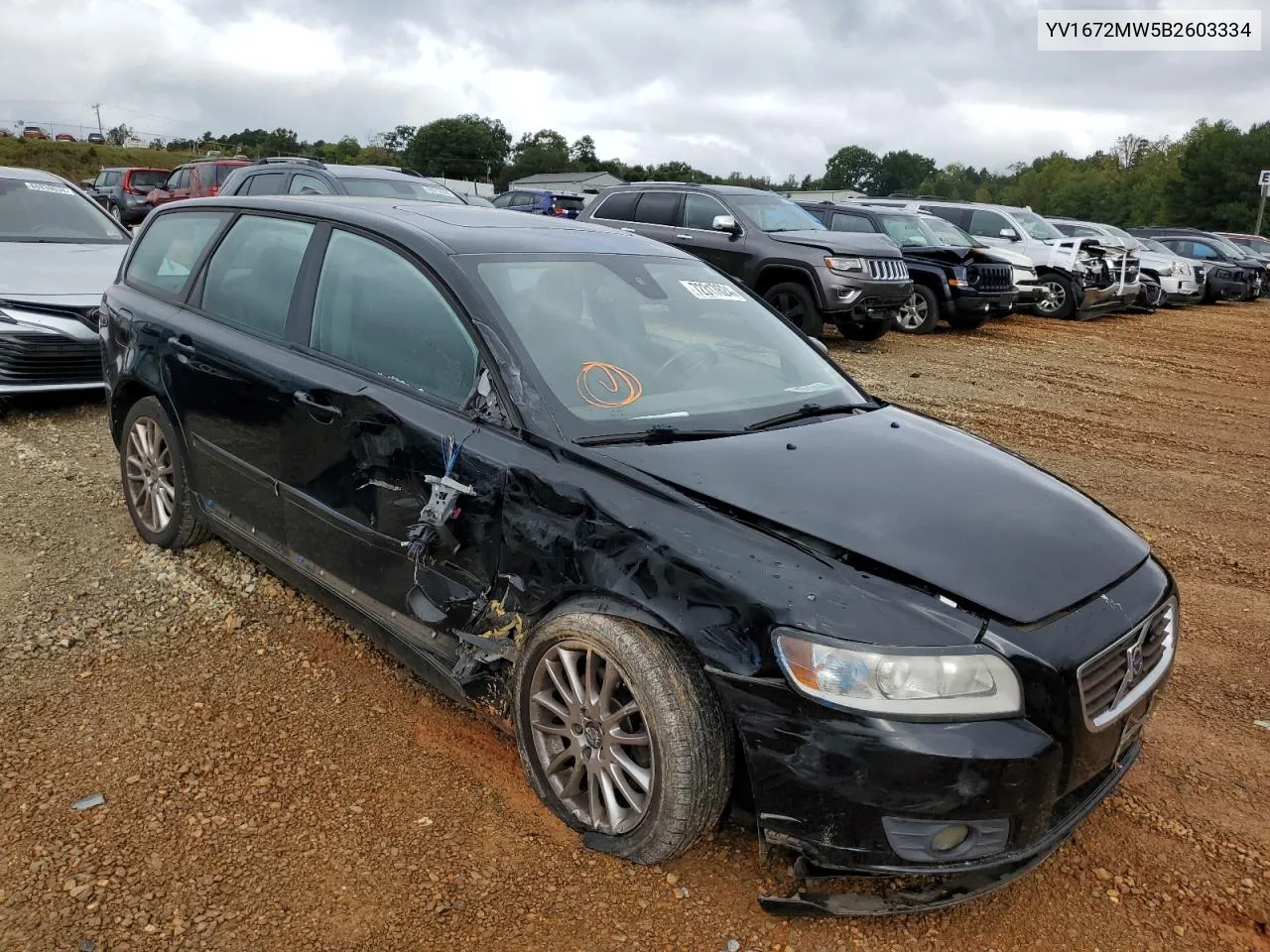 2011 Volvo V50 T5 VIN: YV1672MW5B2603334 Lot: 72317624