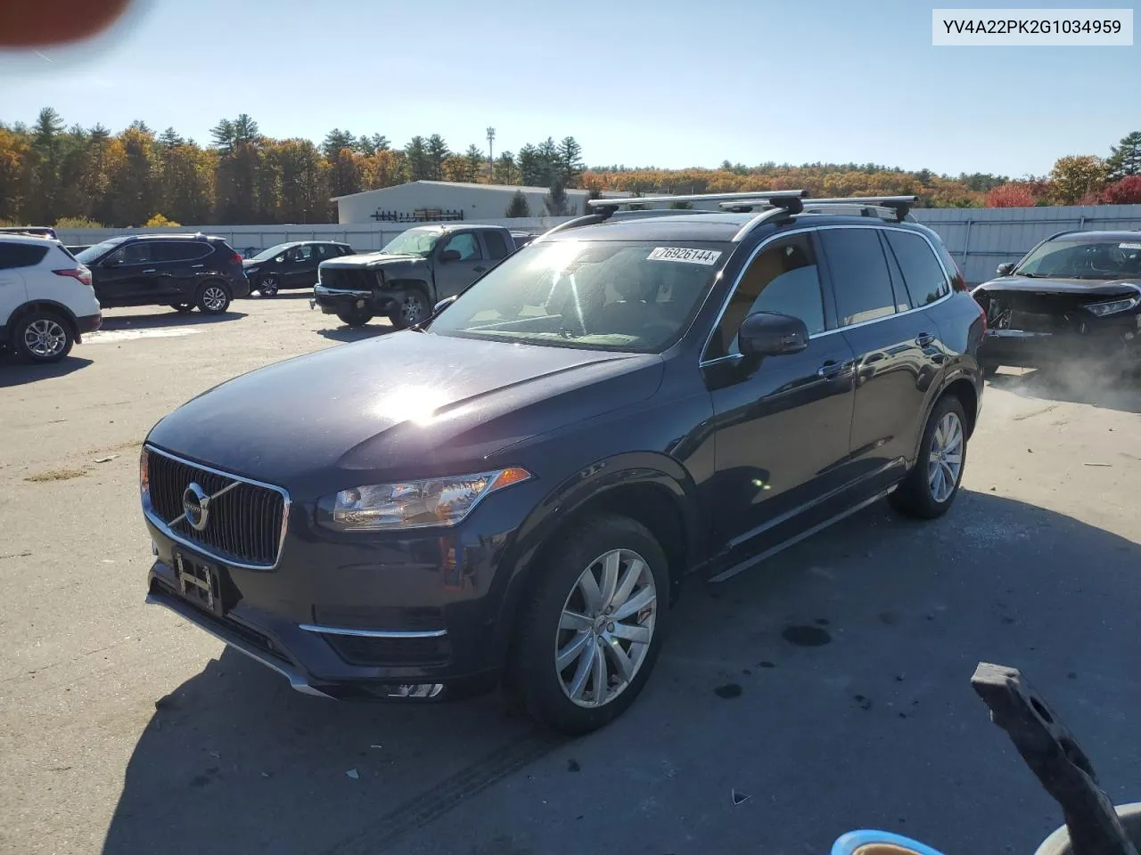 2016 Volvo Xc90 T6 VIN: YV4A22PK2G1034959 Lot: 76926144