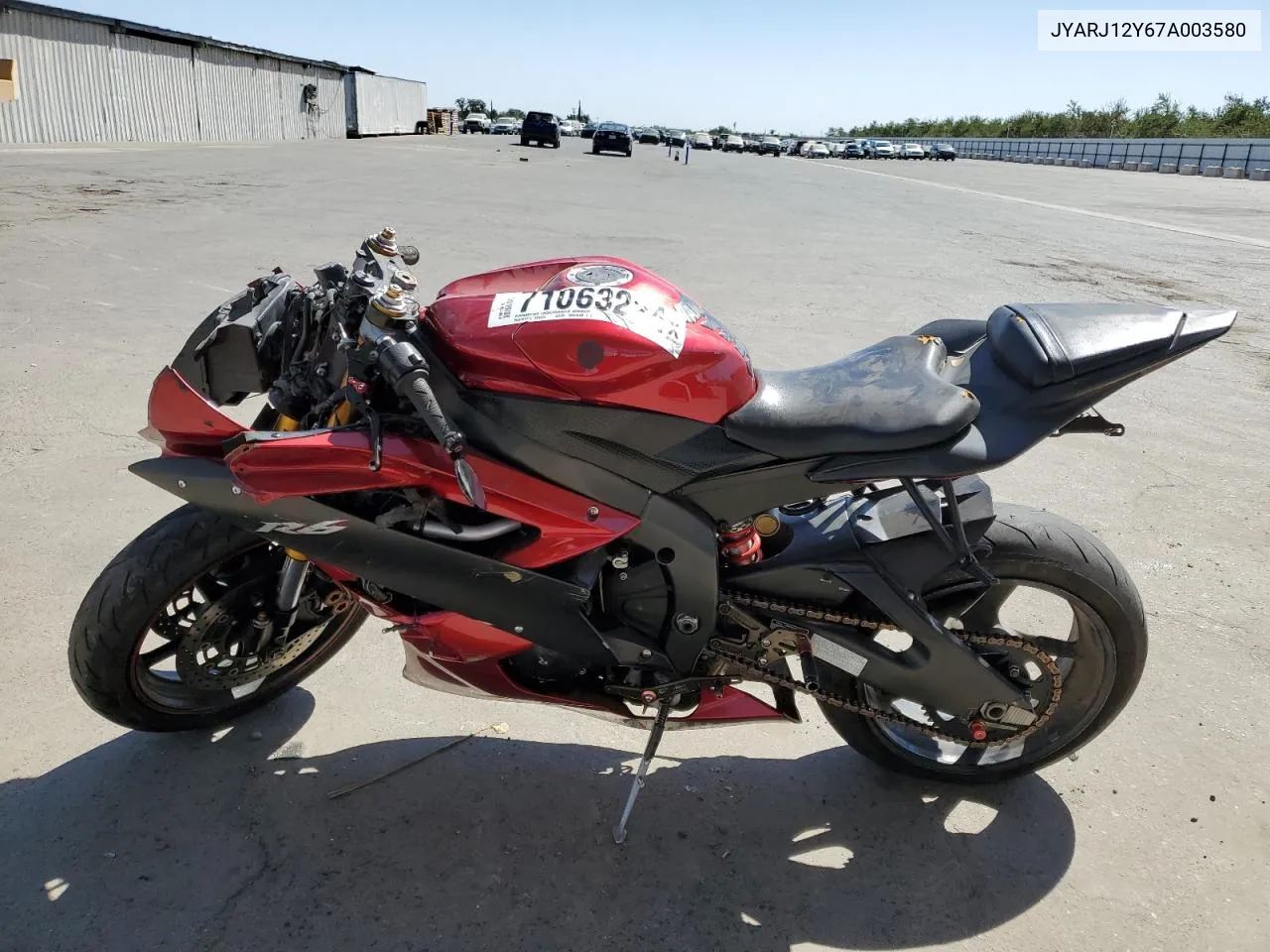 2007 Yamaha Yzfr6 L VIN: JYARJ12Y67A003580 Lot: 71063224