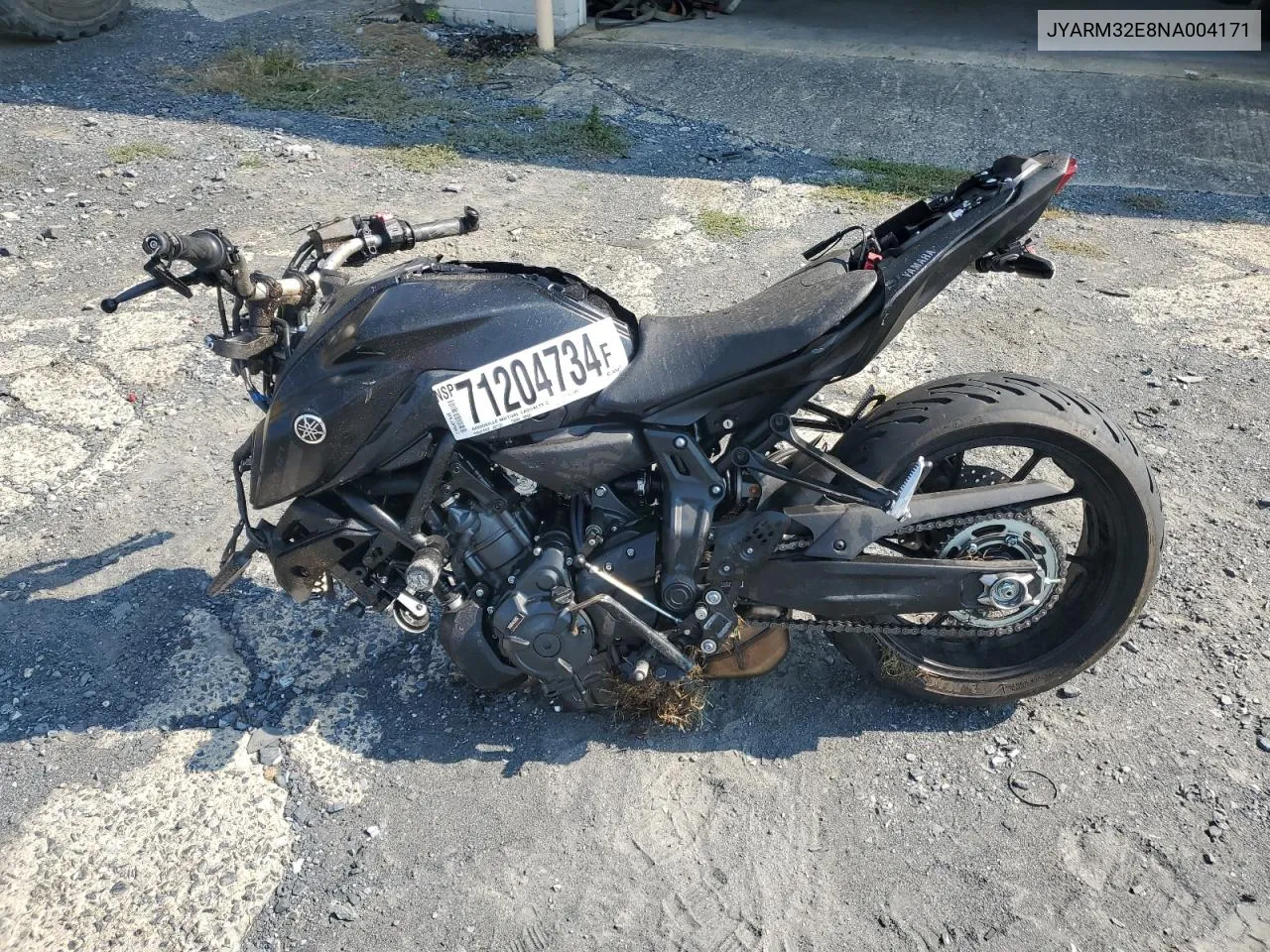 2022 Yamaha Mt07 VIN: JYARM32E8NA004171 Lot: 71204734