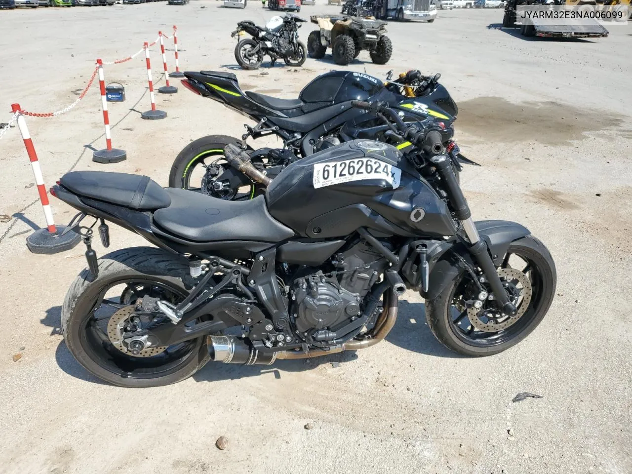 2022 Yamaha Mt07 VIN: JYARM32E3NA006099 Lot: 61262624