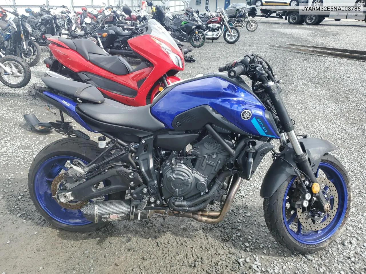 2022 Yamaha Mt07 VIN: JYARM32E5NA003785 Lot: 73092104