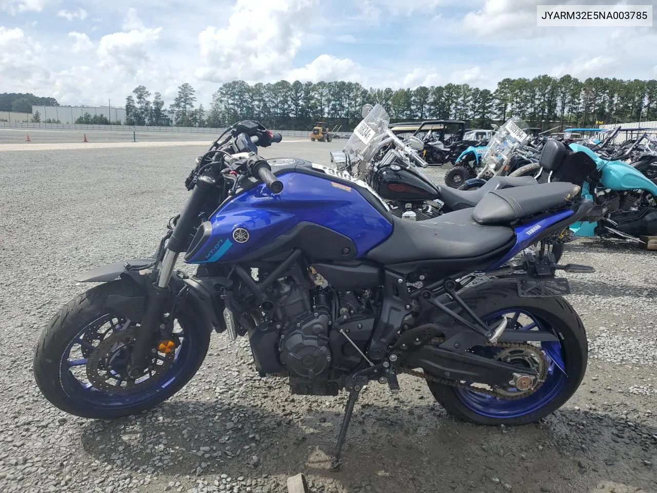 2022 Yamaha Mt07 VIN: JYARM32E5NA003785 Lot: 73092104