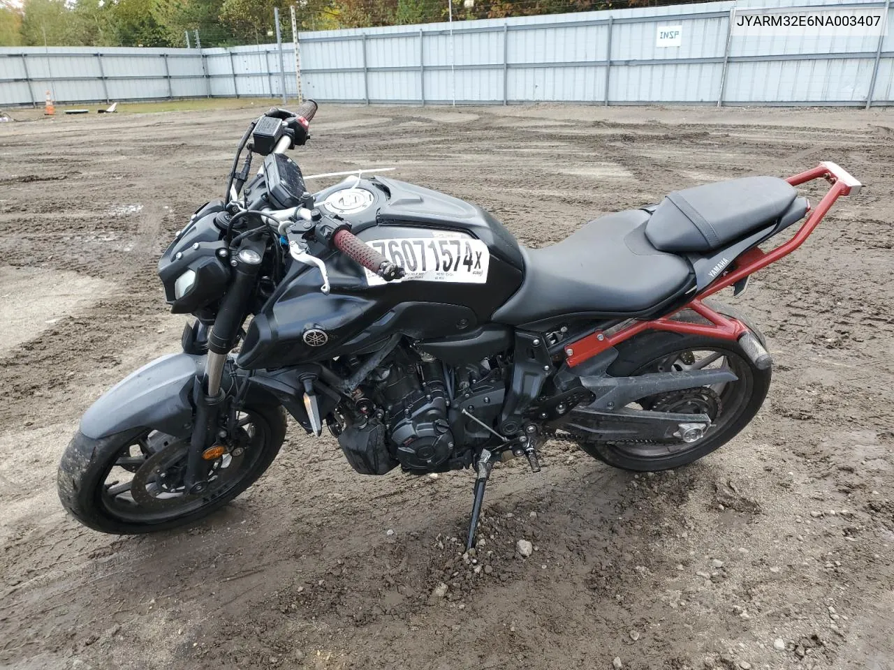 2022 Yamaha Mt07 VIN: JYARM32E6NA003407 Lot: 76071574