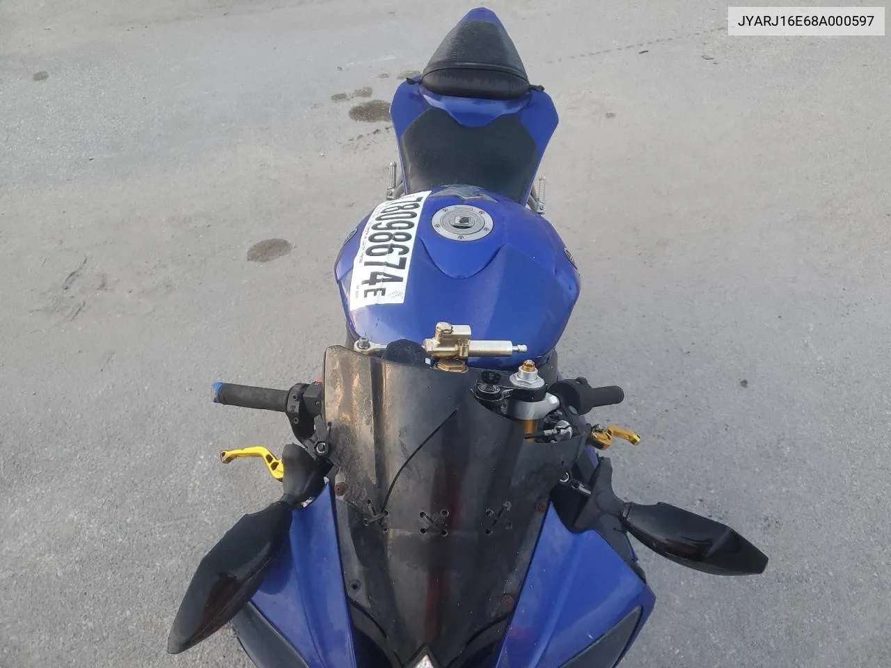 2008 Yamaha Yzfr6 VIN: JYARJ16E68A000597 Lot: 78098674