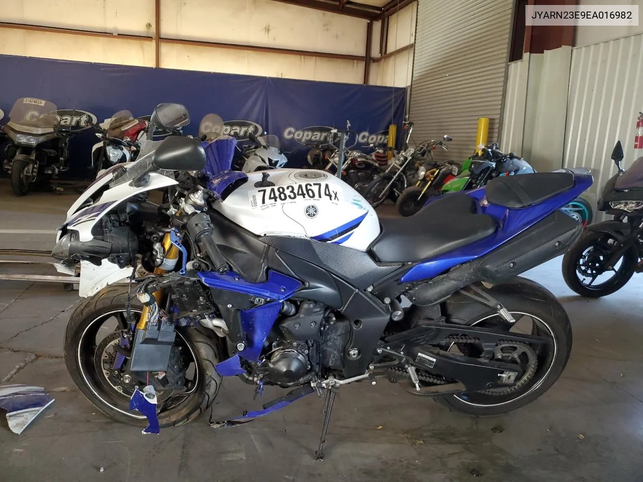 2014 Yamaha Yzfr1 VIN: JYARN23E9EA016982 Lot: 74834674