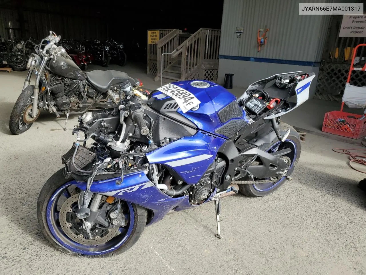 2021 Yamaha Yzfr1 VIN: JYARN66E7MA001317 Lot: 76245894