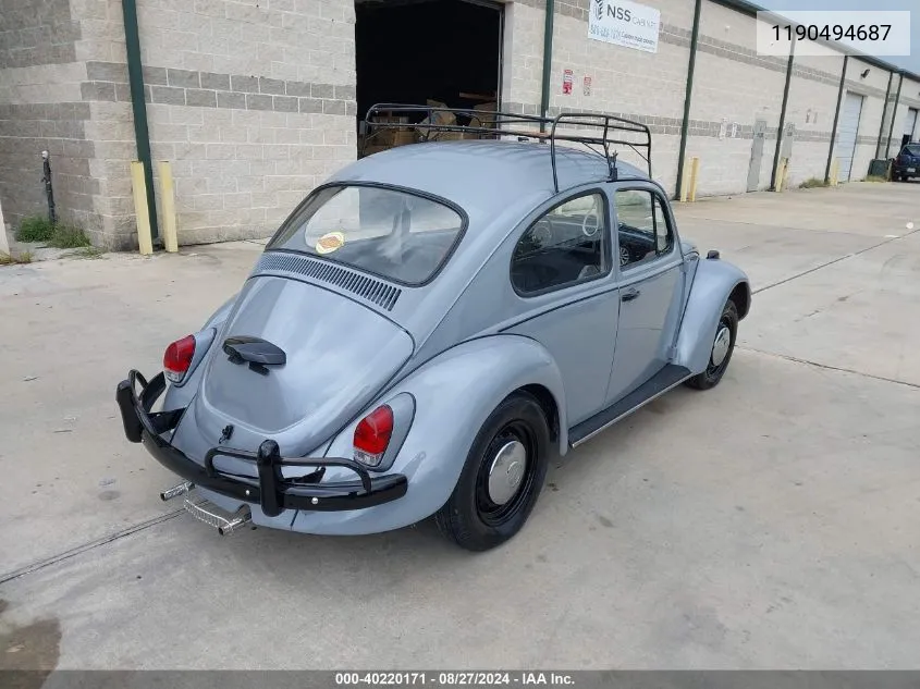 1969 Volkswagen Beetle 1.8T Classic VIN: 1190494687 Lot: 40219206