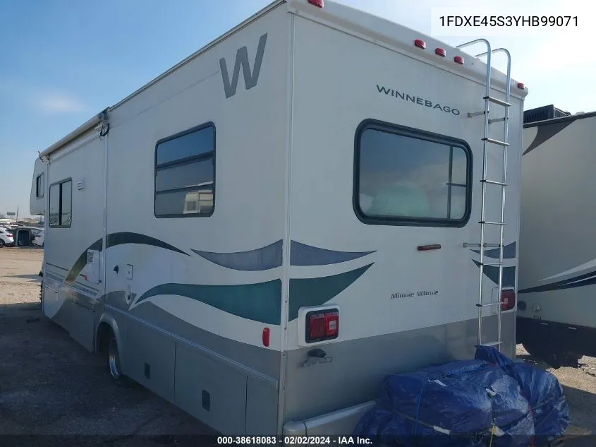 2000 Winnebago E-450 Cutaway VIN: 1FDXE45S3YHB99071 Lot: 38618083