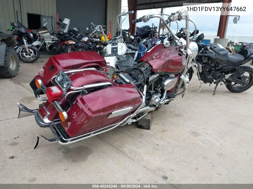 2000 Harley-Davidson Flhr VIN: 1HD1FDV13YY647662 Lot: 40243245