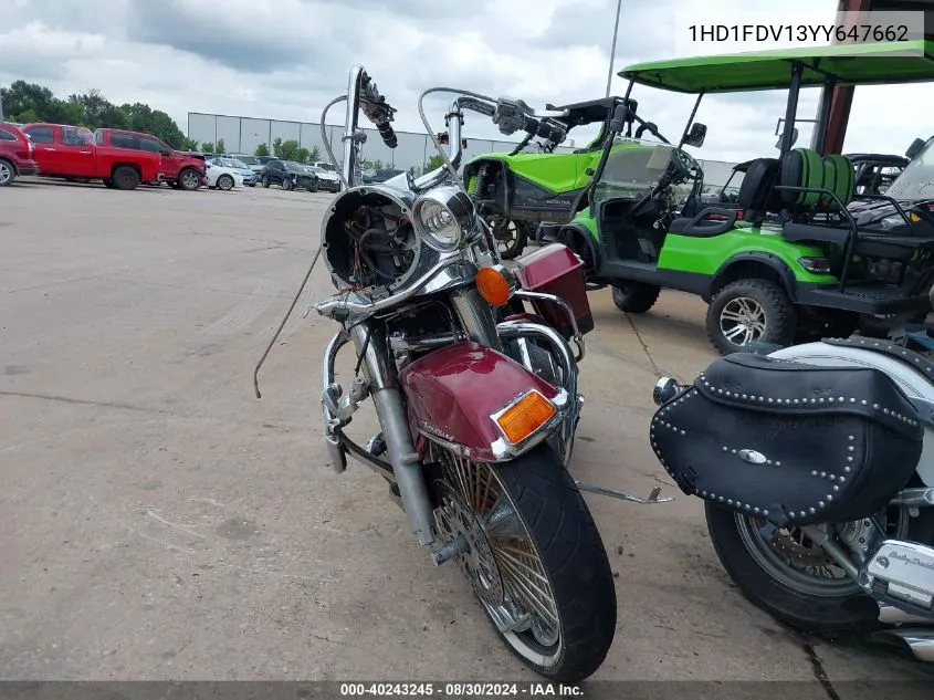 2000 Harley-Davidson Flhr VIN: 1HD1FDV13YY647662 Lot: 40243245