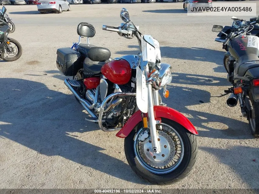 2000 Yamaha Xv1600 Al VIN: JYAVP02E4YA005486 Lot: 40492196