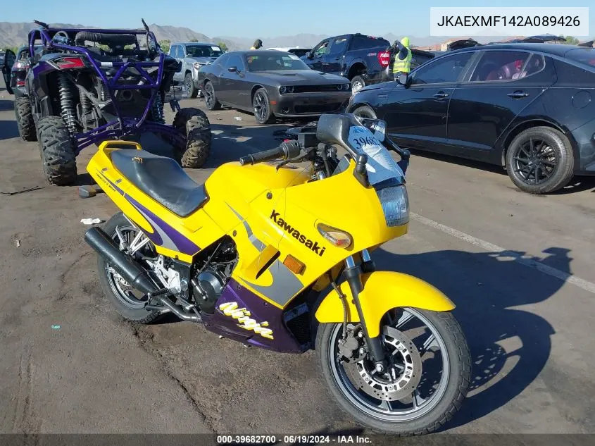 2002 Kawasaki Ex250 F VIN: JKAEXMF142A089426 Lot: 39682700