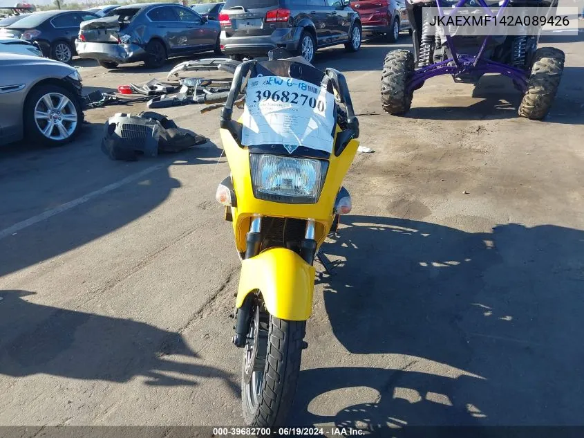 2002 Kawasaki Ex250 F VIN: JKAEXMF142A089426 Lot: 39682700