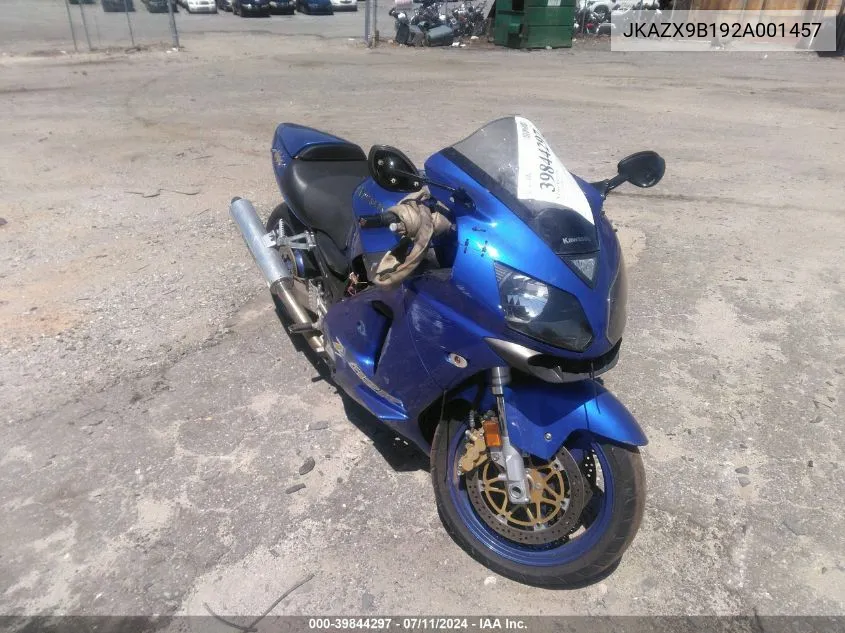 2002 Kawasaki Zx1200 B VIN: JKAZX9B192A001457 Lot: 39844297