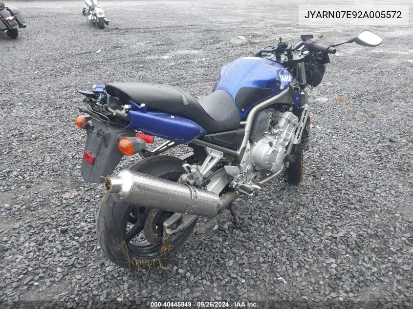 2002 Yamaha Fzs10 VIN: JYARN07E92A005572 Lot: 40445849