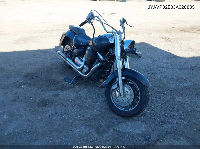 2003 Yamaha Xv1600 As VIN: JYAVP02E03A020835 Lot: 39595333