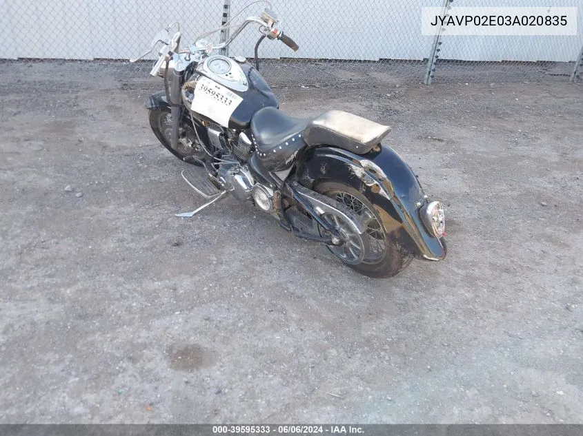 2003 Yamaha Xv1600 As VIN: JYAVP02E03A020835 Lot: 39595333