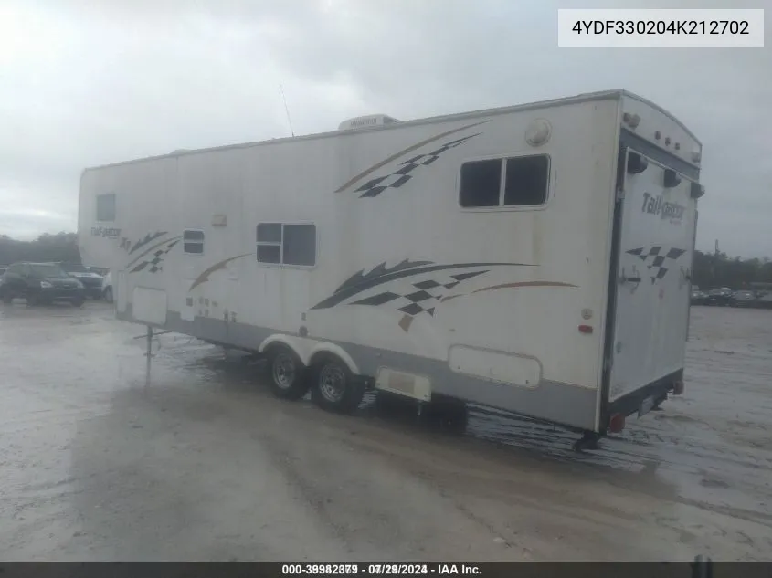 2004 Keystone 5Th Wheel Travel Trailer VIN: 4YDF330204K212702 Lot: 39982379