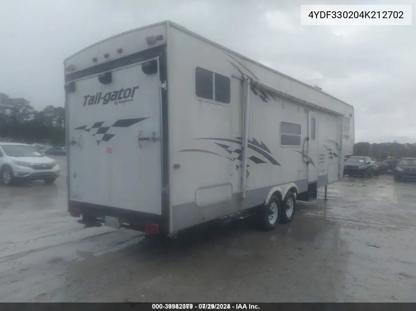 2004 Keystone 5Th Wheel Travel Trailer VIN: 4YDF330204K212702 Lot: 39982379