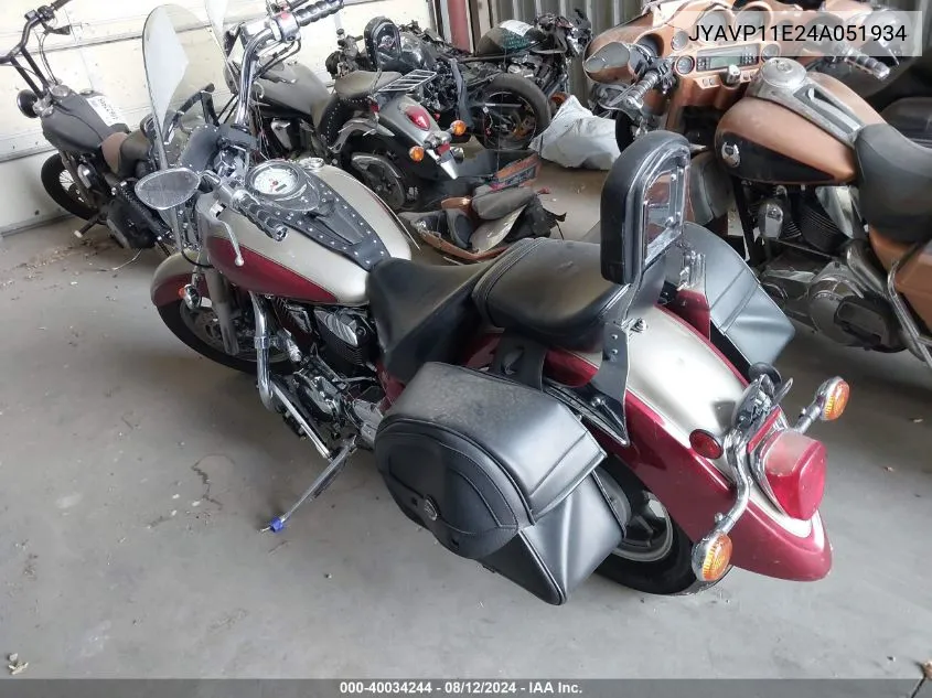 2004 Yamaha Xvs1100 A VIN: JYAVP11E24A051934 Lot: 40034244