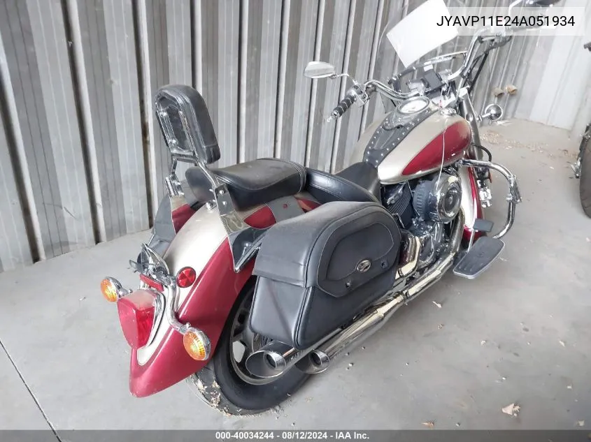 2004 Yamaha Xvs1100 A VIN: JYAVP11E24A051934 Lot: 40034244