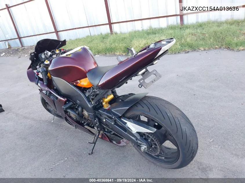 2004 Kawasaki Ninja Zx 10R VIN: JKAZXCC154A013636 Lot: 40368641