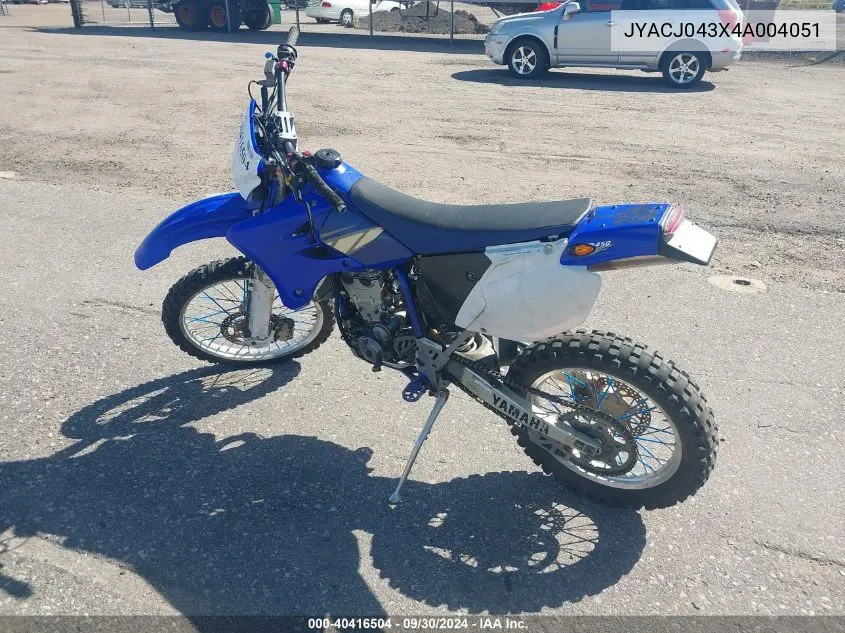 2004 Yamaha Wr450 F VIN: JYACJ043X4A004051 Lot: 40416504