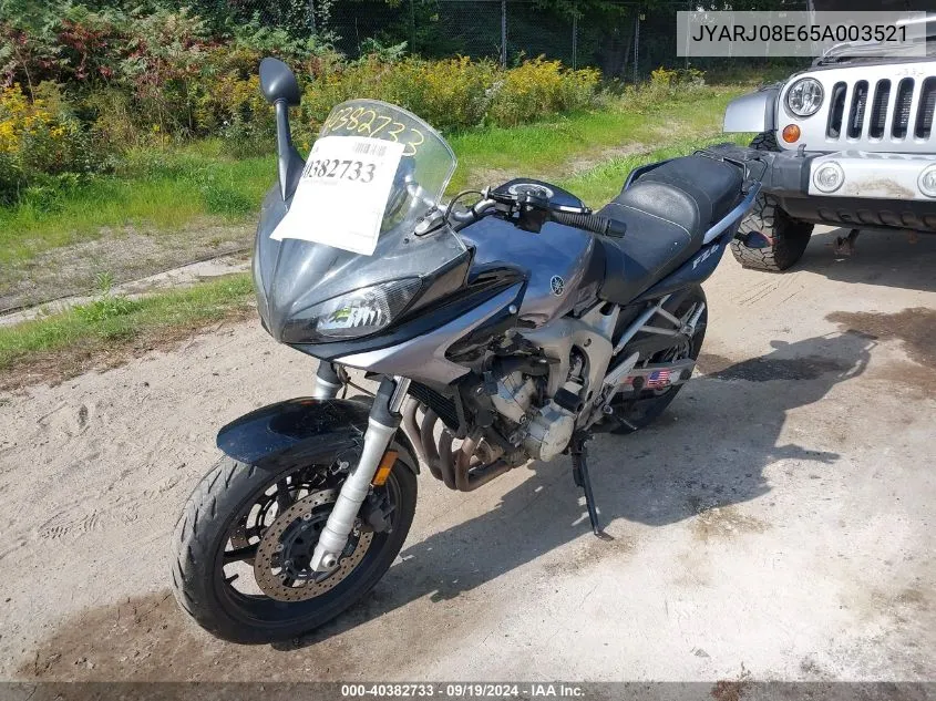 2005 Yamaha Fz6 S VIN: JYARJ08E65A003521 Lot: 40382733