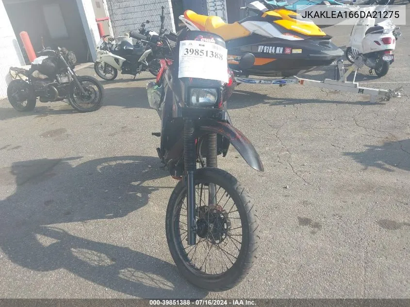 2006 Kawasaki Kl650 A VIN: JKAKLEA166DA21275 Lot: 39851388