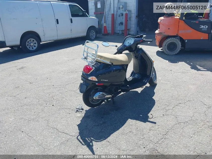 2006 Vespa Lx 150 VIN: ZAPM448F065005120 Lot: 40085703