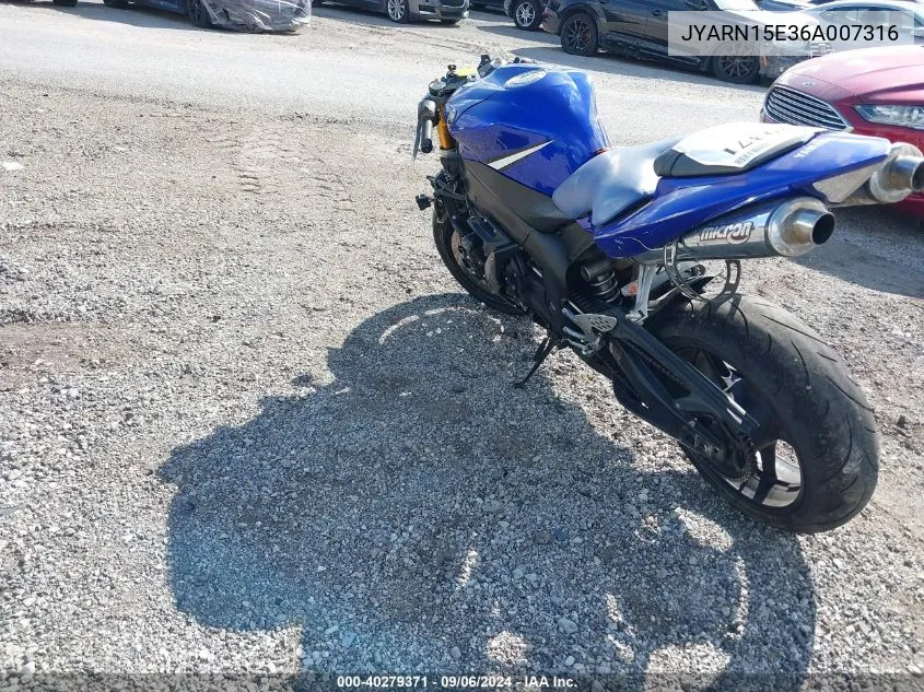 2006 Yamaha Yzfr1 VIN: JYARN15E36A007316 Lot: 40279371