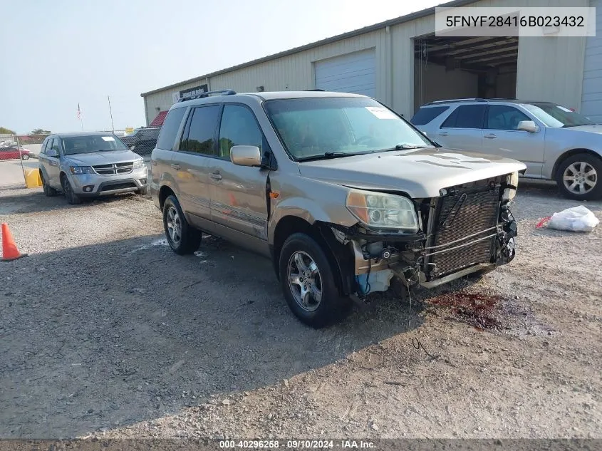 2006 Honda Pilot Ex VIN: 5FNYF28416B023432 Lot: 40296258