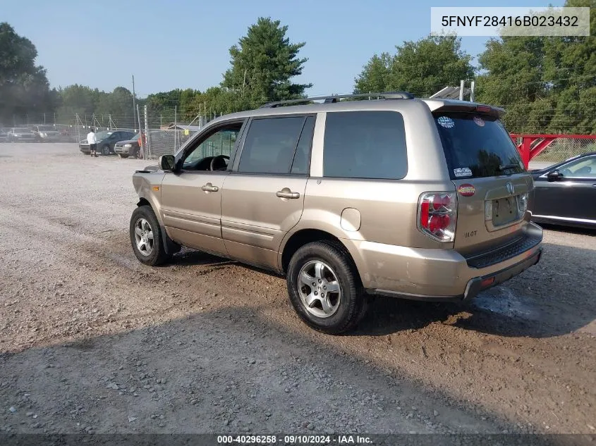 2006 Honda Pilot Ex VIN: 5FNYF28416B023432 Lot: 40296258