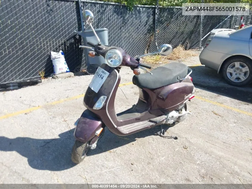 2006 Vespa Lx 150 VIN: ZAPM448F565001578 Lot: 40391454