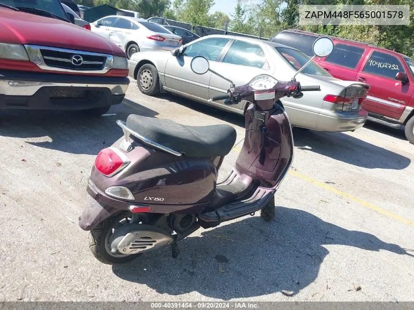 2006 Vespa Lx 150 VIN: ZAPM448F565001578 Lot: 40391454