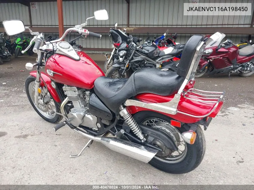 2006 Kawasaki En500 C VIN: JKAENVC116A198450 Lot: 40478024