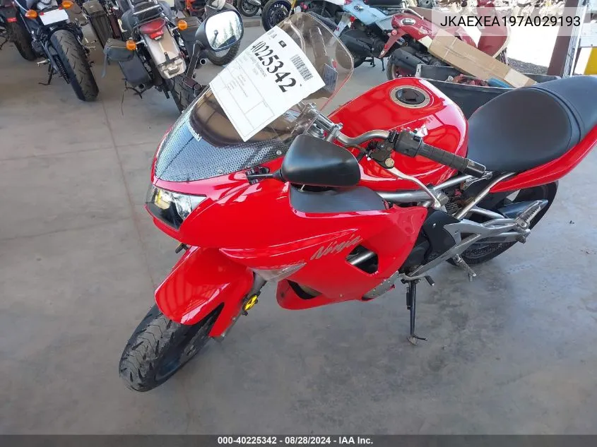 2007 Kawasaki Ex650 A VIN: JKAEXEA197A029193 Lot: 40225342