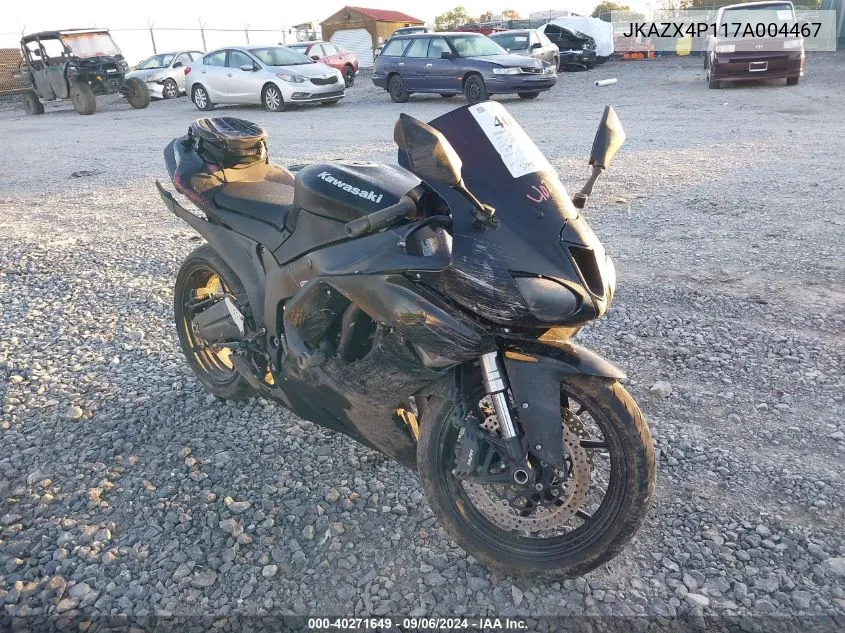 2007 Kawasaki Zx600 P VIN: JKAZX4P117A004467 Lot: 40271649