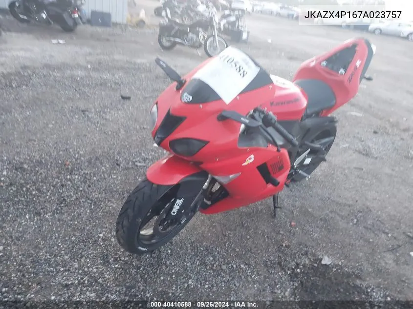 2007 Kawasaki Zx600 P VIN: JKAZX4P167A023757 Lot: 40410588