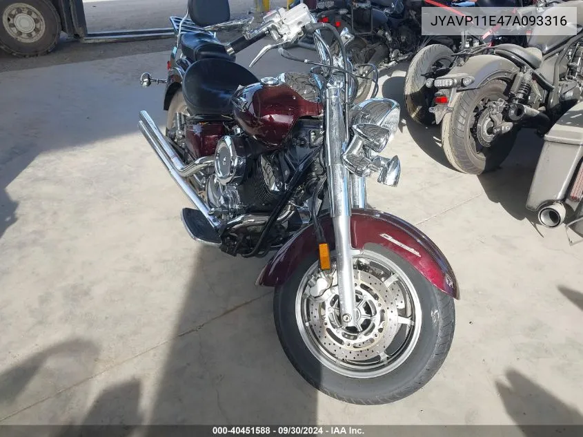 2007 Yamaha Xvs1100 VIN: JYAVP11E47A093316 Lot: 40451588